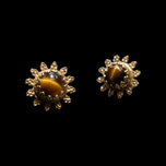 14K Gold & Tigers Eye Earrings Pierced