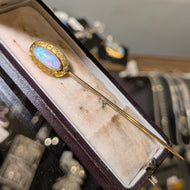 Antique Victorian Opal and 14K Gold Stick Pin