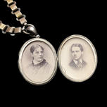 Antique Victorian Gold Wash / Gilt Silver Book Chain With Sterling Silver Crane Locket With Photos