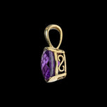 14K Yellow Gold Cushion Cut Amethyst Pendant