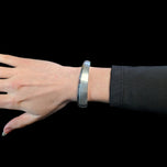 Brushed Sterling Silver Modernist Geometric Bangle Bracelet