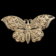 Sterling Silver Birks Butterfly Filigree Brooch Vintage Openwork