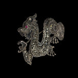 Sterling Silver Ruby & Marcasite Chinese Dragon Brooch