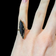 10K Yellow Gold Tall Marquise Cut Hematite Ring Size 4 3/4