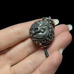 Antique Sterling Silver Retractable Measure / Sewing Tape on Bail Loop England, Repoussé Bird Motfif