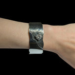 Arist Signed Monroy Mexico Sterling Silver Brutalist White Topaz Cuff Bracelet