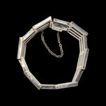 Mexican Sterling Silver Gate Panel Link Bracelet: Signed JS Eagle Stamp Vintage