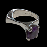 Sterling Silver Purple Sapphire Modernist  / Abstract MCM Ring 6.5 Artist Signed