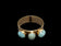 14K Yellow Gold Triple Larimar Wide Band Ring Size 7 1/4