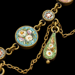 Antique Victorian 19th Century Micro Mosaic Bib / Collar / Festoon Necklace