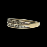 10K Yellow Gold Double Row Diamond Band Size 7 1/4