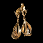 14K Yellow Gold and Diamond Dangle Drop Earrings