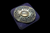 Sterling Silver Celtic Knot Brooch with Cabochon Rose Quartz