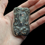 Vintage German Silver Match Case Ornate Art Nouveau Floral Motif With Striker