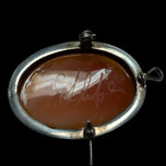 .800 Silver Right Facing Female Cameo Shell Brooch with Bail Loop Artist Signed