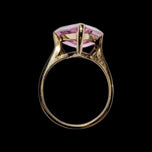 10K Yellow Gold Triangle Cut Synthetic Pink Sapphire Ring Size 6