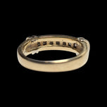 14K Yellow & White Gold Ribbed Diamond Row Band Size 6 3/4