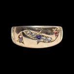 Antique 10K Yellow Gold Purple Sapphire, Garnet, White Topaz Etched Band / Gypsy Ring Size 6 1/2