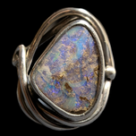 Sterling Silver & Boulder Opal Ring Size 6 3/4