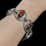 Sterling Silver Niels Erik FROM Amber Cabochon Bracelet Danish Design MCM Denmark