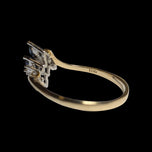 10K Two Tone Diamond & Sapphire Waterfall Bypass Ring Size 7 1/4
