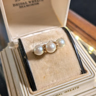 10K Yellow Gold Triple Pearl Ring Size 6