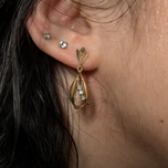 14K Yellow Gold and Diamond Dangle Drop Earrings