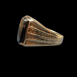 10K Yellow Gold Hawk's Eye / Blue Tiger's Eye Mens Ring Size 9 3/4