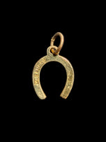 9K Yellow Gold Horseshoe Luck Charm Birmingham England .375 Vintage Hallmarked