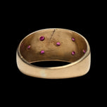 14K Yellow Gold Ruby Starburst Cluster Thick Band Ring Size 7 3/4