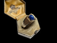 10K Yellow Gold Star Sapphire Etched Band Size 10 1/4