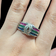 14K White Gold Channel Set Emerald Ruby Sapphire Diamond Ring