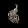 Sterling Silver Marcasite & Red CZ Open Work Peacock Brooch