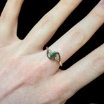 10K Yellow Gold Emerald & Diamond Twist Ring Size 6.5