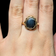 14K Yellow Gold and Hematite Black Alaskan Diamond Ring Size 7