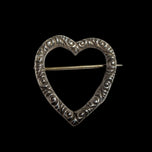 Antique / Edwardian Sterling Silver Etched Heart Brooch / Slider Pendant