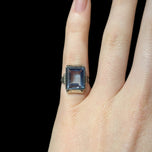 10K White Gold Art Deco Bezel Set Synthetic Spinel Ring Size 2 3/4
