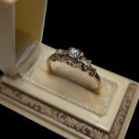 14K Yellow & White Gold & Diamond Art Deco Ring Size 6 3/4