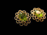 10K Yellow Gold Peridot Open Work Stud Earrings