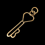 10K Yellow Gold Heart Key Charm
