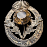 Mizpah Sterling Silver Etched Cairngorms Quartz Scottish Thistle Brooch