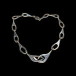 Sterling Silver Abstract Interlinking Chain Panel Necklace Mexico