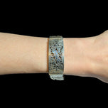 Sterling Silver Heavy Floral Panel and Rope Chain / Weave Bracelet: Box Clasp