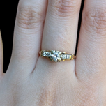 14K Yellow Gold Scroll Work Diamond Ring Antique Vintage