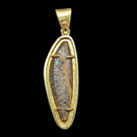 18K Yellow Gold Boulder Opal Custom Made Doublet and Diamond Pendant
