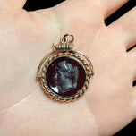 9K Rose Gold & Agate Roman Intaglio Watch Fob / Pendant Spinning Fob