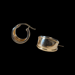 10K Yellow Gold Chunky Stepped Edge Hoop Earrings