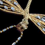 14K Yellow Gold Dragonfly Diamond Etched Statement Necklace