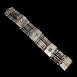 Sterling Silver Mexico Wide Panel Link Bracelet Taxco