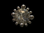 Liquid Bead Sterling Silver & Tourmalated Quartz Statement Modernist Ring Size 6.5